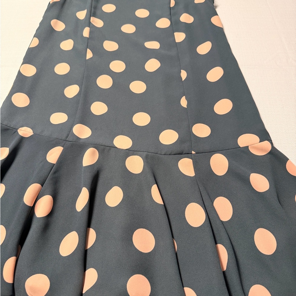 LOFT Black Dress with Pink Polka Dots and Ruffle Hem - Picture 2 of 9